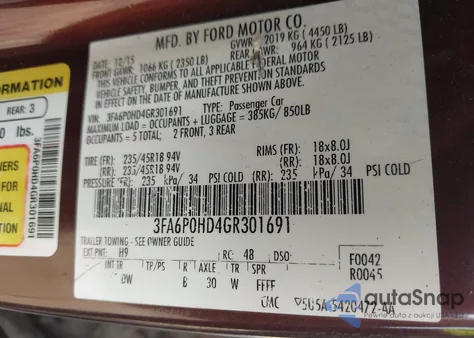 2016 Ford Fusion Se z USA, uszkodzony, nr VIN 3FA6P0HD4GR301691